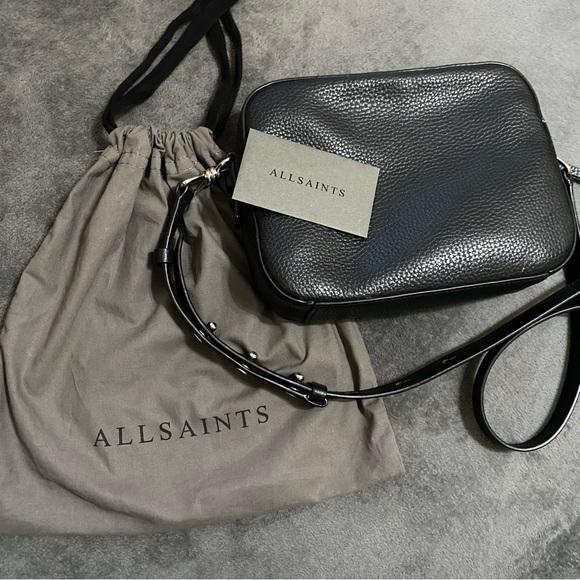 AllSaints Captain Square Leather Crossbody Bag